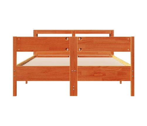 Estructura de cama sin colchón madera maciza marrón 135x190 cm