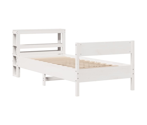 Estructura de cama sin colchón madera maciza blanca 90x190 cm