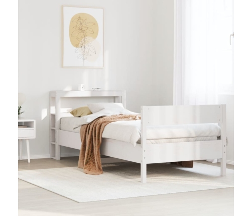 Estructura de cama sin colchón madera maciza blanca 90x190 cm