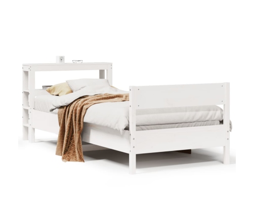 Estructura de cama sin colchón madera maciza blanca 90x190 cm