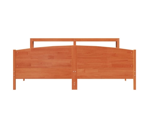 Cama sin colchón madera maciza de pino marrón cera 200x200 cm