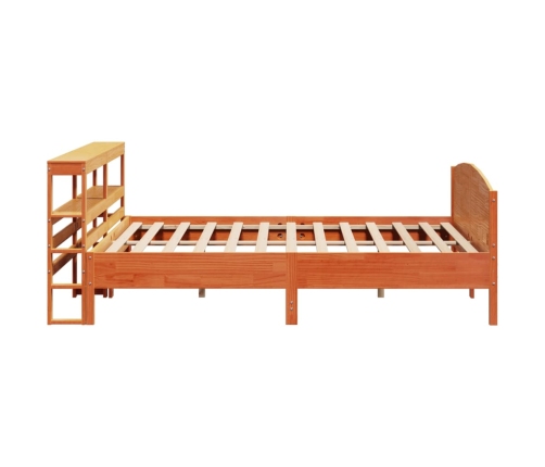 Cama sin colchón madera maciza de pino marrón cera 200x200 cm