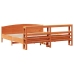 Cama sin colchón madera maciza de pino marrón cera 200x200 cm