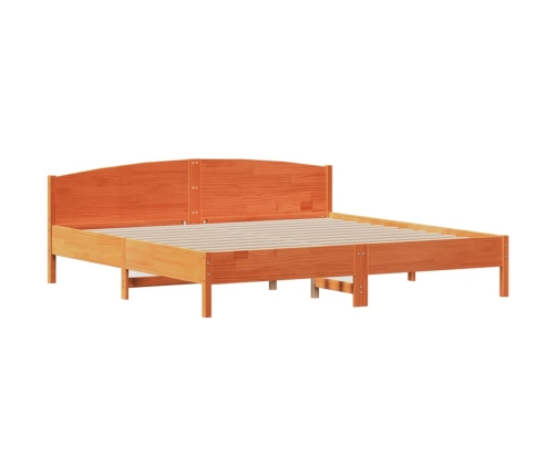 Cama sin colchón madera maciza de pino marrón cera 200x200 cm