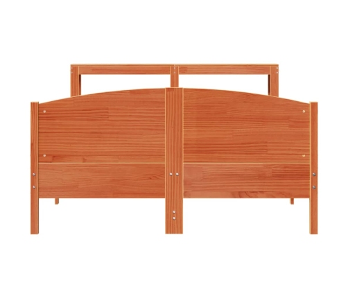 Cama sin colchón madera maciza de pino marrón cera 160x200 cm