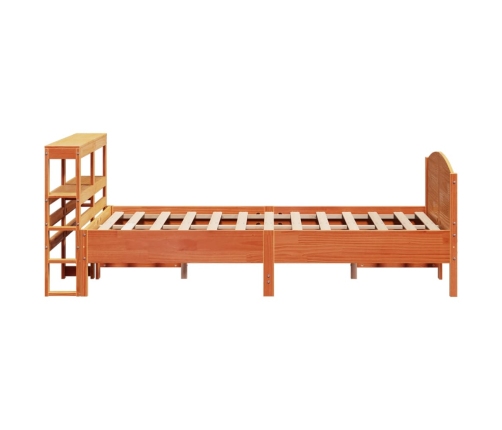 Cama sin colchón madera maciza de pino marrón cera 160x200 cm