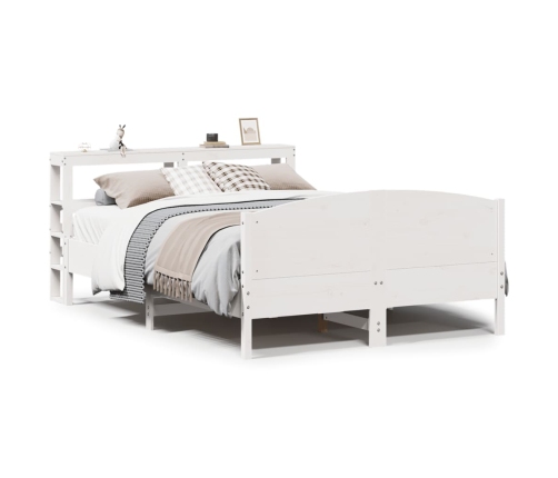 Estructura de cama sin colchón madera de pino blanca 140x190 cm