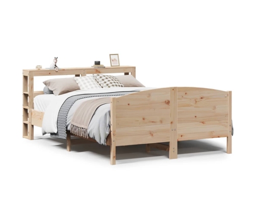 Estructura de cama sin colchón madera maciza de pino 135x190 cm