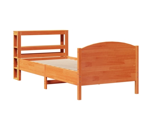 Cama sin colchón madera maciza de pino marrón cera 100x200 cm