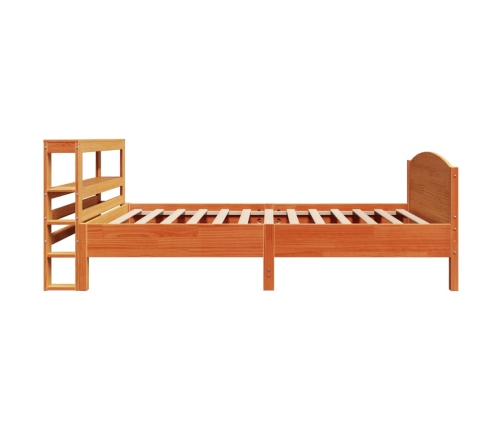 Cama sin colchón madera maciza de pino marrón cera 100x200 cm