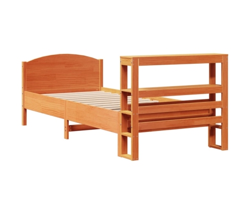 Cama sin colchón madera maciza de pino marrón cera 100x200 cm