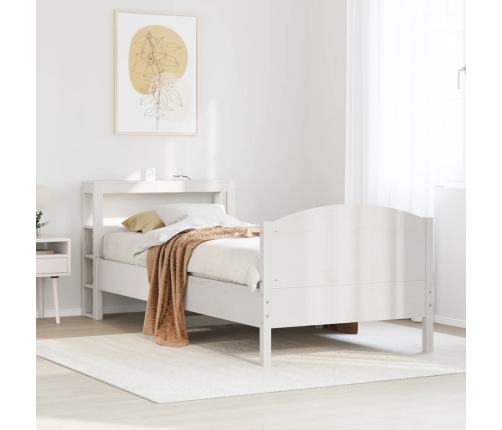 Estructura de cama sin colchón madera maciza blanca 90x190 cm