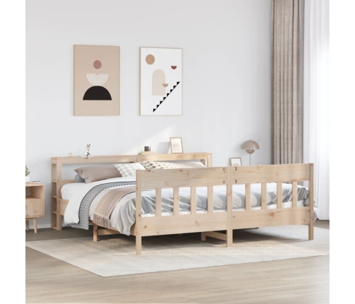 Estructura de cama sin colchón madera maciza de pino 200x200 cm