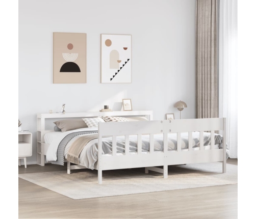 Estructura de cama sin colchón madera maciza blanca 200x200 cm