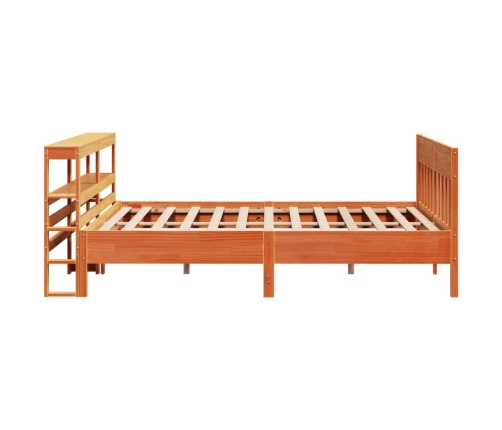 Cama sin colchón madera maciza de pino marrón cera 200x200 cm