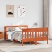 Cama sin colchón madera maciza de pino marrón cera 160x200 cm