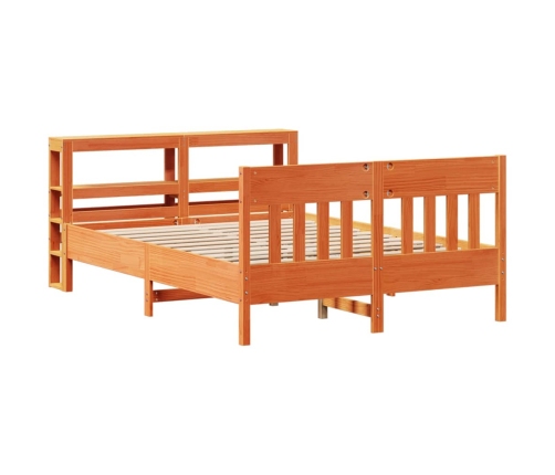 Cama sin colchón madera maciza pino marrón cera 150x200 cm