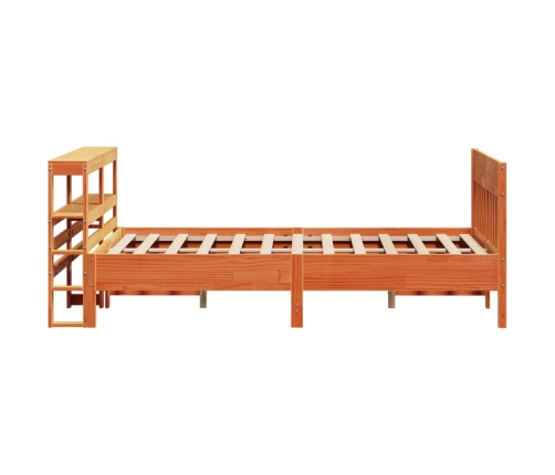 Cama sin colchón madera maciza pino marrón cera 150x200 cm