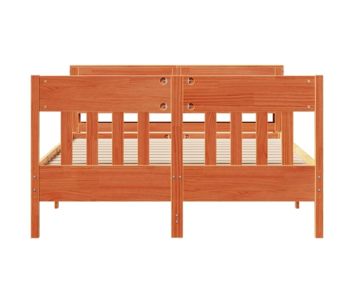 Cama sin colchón madera maciza de pino marrón cera 120x200 cm