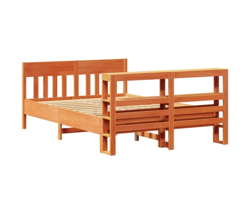 Cama sin colchón madera maciza de pino marrón cera 120x200 cm
