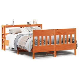 Cama sin colchón madera maciza de pino marrón cera 120x200 cm