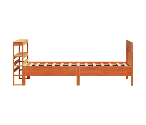 Cama sin colchón madera maciza de pino marrón cera 100x200 cm