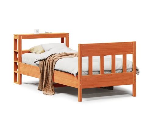 Cama sin colchón madera maciza de pino marrón cera 100x200 cm