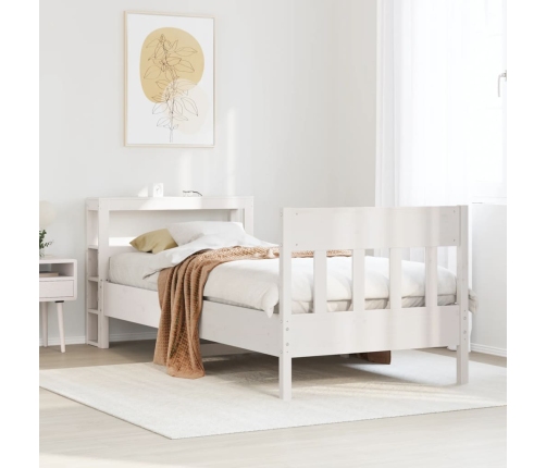 Estructura de cama sin colchón madera de pino blanca 90x200 cm