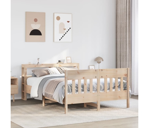 Estructura de cama sin colchón madera maciza de pino 140x190 cm