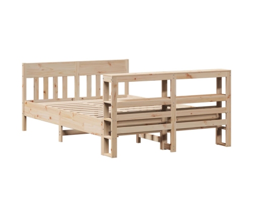 Estructura de cama sin colchón madera maciza de pino 140x190 cm