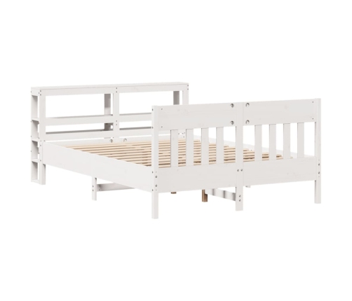 Estructura de cama sin colchón madera de pino blanca 140x190 cm