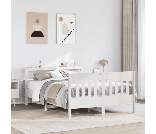 Estructura de cama sin colchón madera de pino blanca 140x190 cm