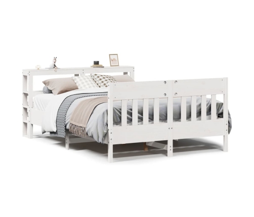 Estructura de cama sin colchón madera de pino blanca 140x190 cm
