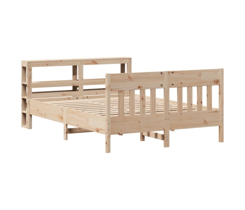 Estructura de cama sin colchón madera maciza de pino 135x190 cm