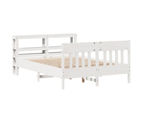 Estructura de cama sin colchón madera maciza blanca 120x190 cm