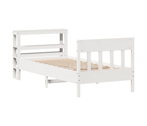 Estructura de cama sin colchón madera maciza blanca 90x190 cm