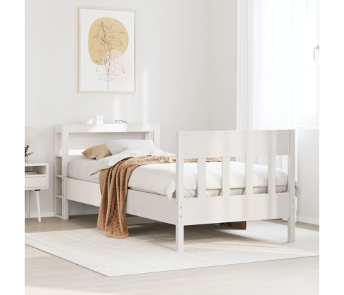 Estructura de cama sin colchón madera maciza blanca 90x190 cm