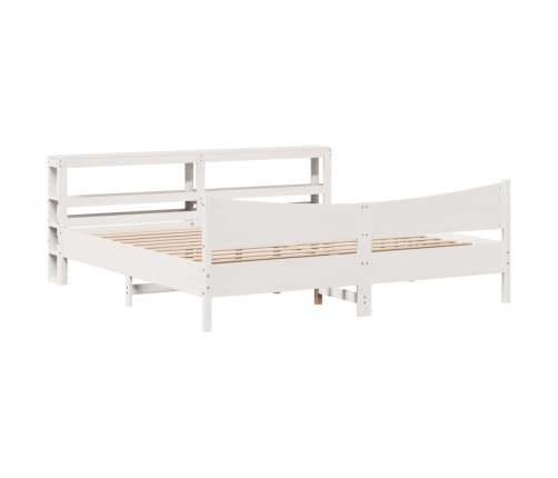 Estructura de cama con cabecero madera de pino blanco 200x200cm