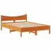 Estructura cama con cabecero madera pino marrón cera 160x200 cm