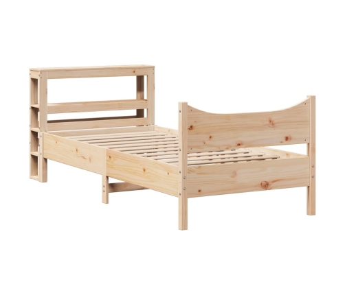 Estructura de cama con cabecero madera maciza pino 100x200 cm