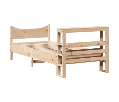 Estructura de cama con cabecero madera maciza de pino 90x200 cm