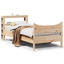 Estructura de cama con cabecero madera maciza de pino 90x200 cm