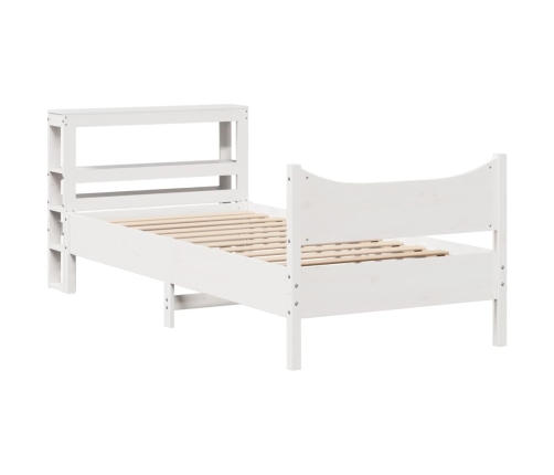 Estructura de cama con cabecero madera de pino blanca 90x200 cm