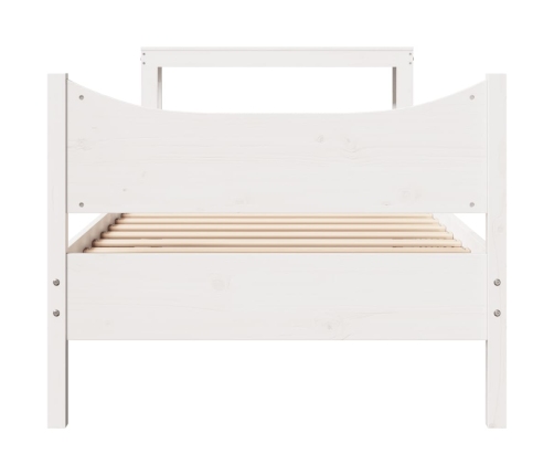 Estructura de cama con cabecero madera de pino blanca 90x200 cm