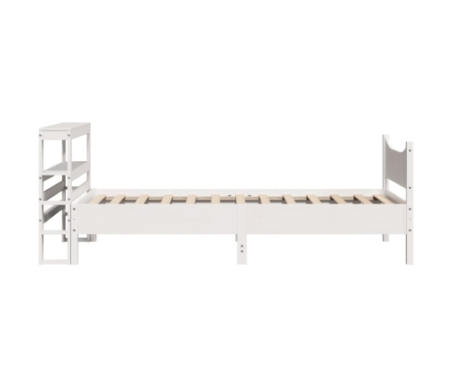 Estructura de cama con cabecero madera de pino blanca 90x200 cm