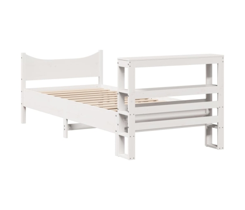 Estructura de cama con cabecero madera de pino blanca 90x200 cm