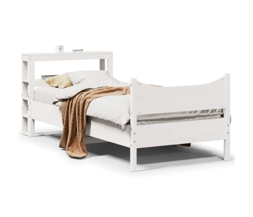 Estructura de cama con cabecero madera de pino blanca 90x200 cm