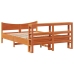 Estructura cama con cabecero madera pino marrón cera 140x190 cm