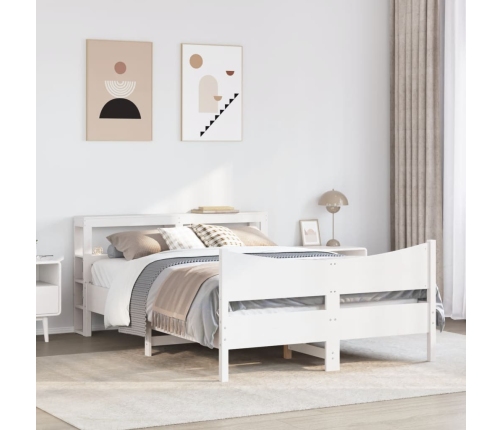 Estructura de cama con cabecero madera pino blanco 120x190 cm