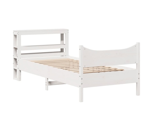 Estructura de cama con cabecero madera pino blanco 90x190 cm